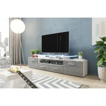 Televizní stolek Televizní stolek SOBRAL - bílý / lesklý šedý