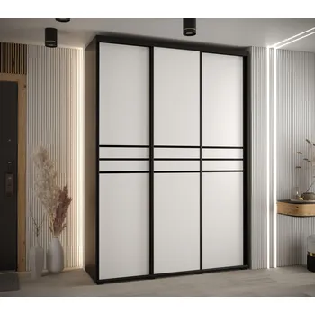 Šatní skříň Šatní skříň YVONA 10 - 170/45 cm, černá / bílá / černá