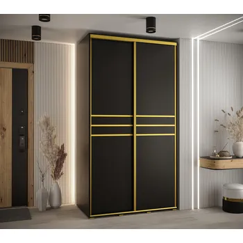 Šatní skříň Šatní skříň YVONA 10 - 140/60 cm, černá / zlatá