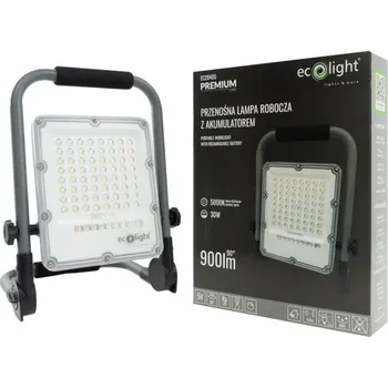 LED STAVEBNÍ REFLEKTOR S AKUMULÁTOREM 30W 5000K 900lm Hliníkový