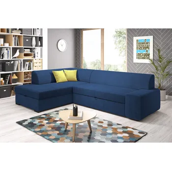 Sedací souprava Rohová sedací souprava VALTRUDA - modrá / žlutá, levý roh