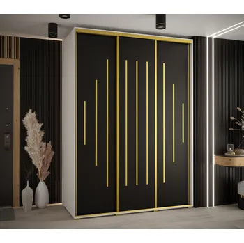 Šatní skříň Šatní skříň ASIRI 12 - 170/60 cm, bílá / černá / zlatá