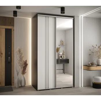 Šatní skříň Šatní skříň ASIRI 7 - 140/45 cm, černá / bílá / stříbrná