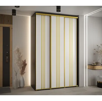 Šatní skříň Šatní skříň ASIRI 6 - 160/60 cm, černá / bílá / zlatá