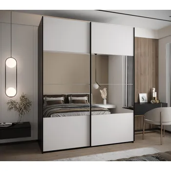 Šatní skříň Dvoudveřová skříň SAMARA 4 - 200 cm, černá / bílá / černá