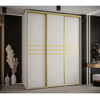 Šatní skříň Šatní skříň ASIRI 10 - 190/60 cm, bílá / zlatá