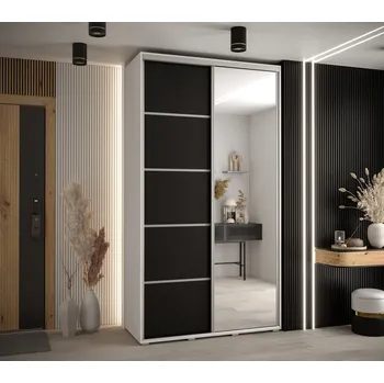 Šatní skříň Šatní skříň YVONA 5 - 140/45 cm, bílá / černá / stříbrná