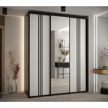 Šatní skříň Šatní skříň ASIRI 7 - 200/60 cm, černá / bílá / černá