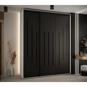 Šatní skříň Šatní skříň YVONA 8 - 200/45 cm, bílá / černá / černá