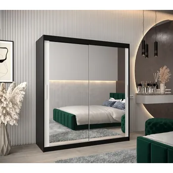 Šatní skříň Skříň s posuvnými dveřmi v šířce 180 cm TIMEA 3 - černá / bílá