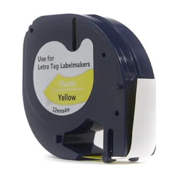 Pásek do tiskárny Ribbon JetWorld Replacement Dymo LetraTag Black on Yellow, 12mm x 4m (59423, 91202, 91332, 91222) (S0721570, S0721620)