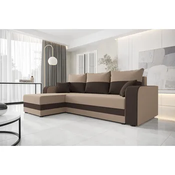 Sedací souprava Rohová sedací souprava s opěrkami HORTENZIE - hnědá / tmavě hnědá