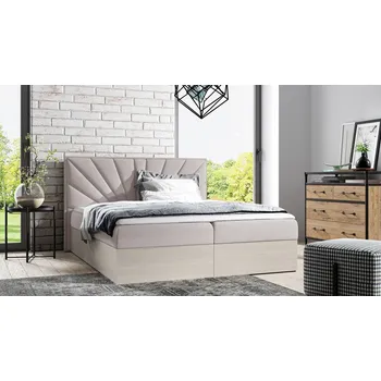 Postel Kontinentální postel 140x200 CHANTELLE 7 - nordic teak / béžová + topper ZDARMA