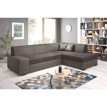 Sedací souprava Rohová sedací souprava VALTRUDA - světle hnědá / hnědá, pravý roh