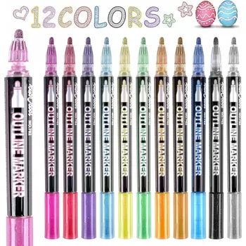 DVOJITÉ TŘPYTIVÉ FIXY POPISOVAČE 24 METALICKÝCH FIXY