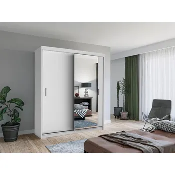 Šatní skříň Šatní skříň se zrcadlem 180/62 KAILAN - bílá matná