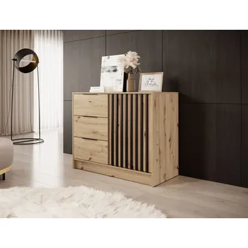 Komoda Úzká kombinovaná komoda MARFA - dub artisan / černá