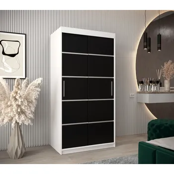 Šatní skříň Šatní skříň ENNI - šířka 100 cm, bílá / černá