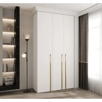 Šatní skříň Šatní skříň s policemi 130/50 LORENA 3 - bílá / zlatá