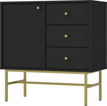 Komoda Komoda se šuplíky IROS 3 - grafitově černá / zlatá