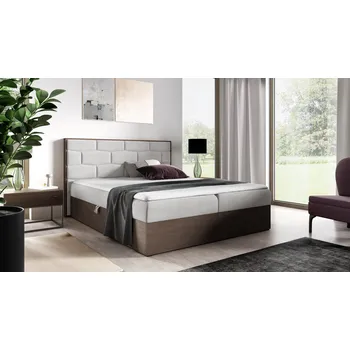 Postel Kontinentální postel 160x200 CHANTELLE 9 - tmavý dub / světle šedá 2 + topper ZDARMA