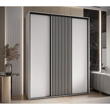Šatní skříň Šatní skříň BAYLIN 1 - 200/60 cm, bílá / bílá / černá