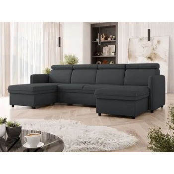 Sedací souprava Rohová rozkládací sedací souprava do U GRANGE - černá