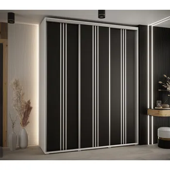 Šatní skříň Šatní skříň YVONA 6 - 190/45 cm, bílá / černá / stříbrná