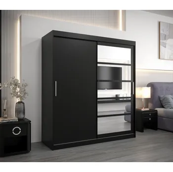 Šatní skříň Skříň s posuvnými dveřmi MICHALELA - šířka 180 cm, černá