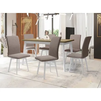 Jídelní stůl Moderní jídelní sestava 6+1 ADELBITE 10 - dub sonoma / bílá / hnědá 1