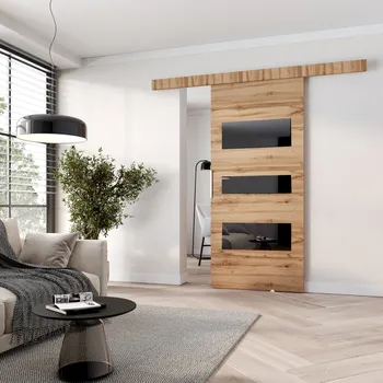 Interiérové dveře Interiérové dveře na stěnu BARRET 3 - 76 cm, dub wotan / černé