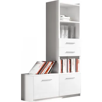 regál Vysoký regál GORT - bílý / lesklý bílý