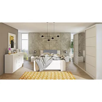 Ložnicová sestava Ložnicová sestava s postelí 160x200 CORTLAND 3 - bílá / šedá ekokůže