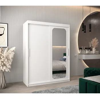 Šatní skříň Zrcadlová skříň DONICELA 1 - 150 cm, bílá