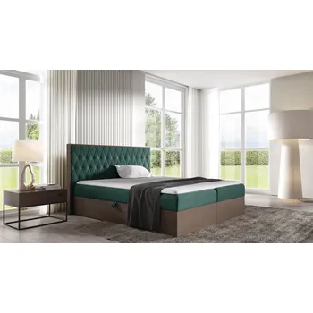 Postel Kontinentální postel 160x200 CHANTELLE 6 - tmavý dub / zelená + topper ZDARMA