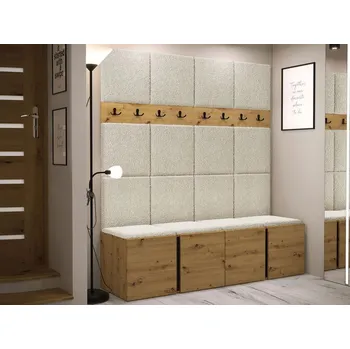 Předsíňová stěna Stěna do předsíně s botníkem a panely 42x42 SELAND 6 - artisan / černá / světlá béžová