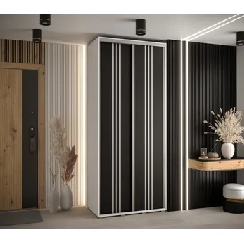 Šatní skříň Šatní skříň ASIRI 6 - 120/60 cm, bílá / černá / stříbrná