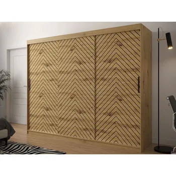 Šatní skříň Velká šatní skříň 250 cm se šuplíky ORIOT - dub artisan / černá