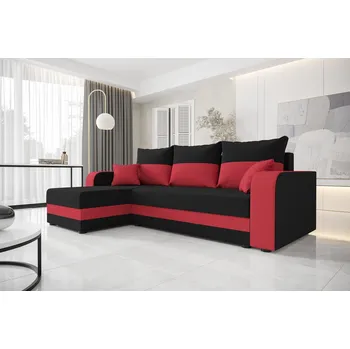Sedací souprava Rohová sedací souprava s opěrkami HORTENZIE - černá / červená