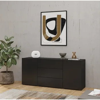 Komoda Dvoudveřová komoda se šuplíky BONA - černá / wotan