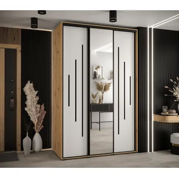 Šatní skříň Šatní skříň YVONA 13 - 160/60 cm, dub artisan / bílá / černá