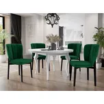 Rozkládací jídelní stůl 120 cm se 4 židlemi KRAM 2 - bílý / černý / zelený