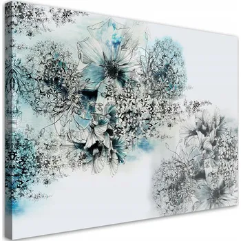 Obraz OBRAZ NA PLÁTNĚ Květiny Světle Modrá