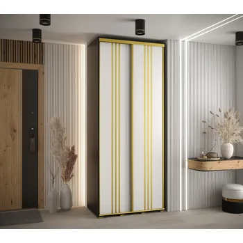 Šatní skříň Šatní skříň ASIRI 6 - 120/60 cm, černá / bílá / zlatá