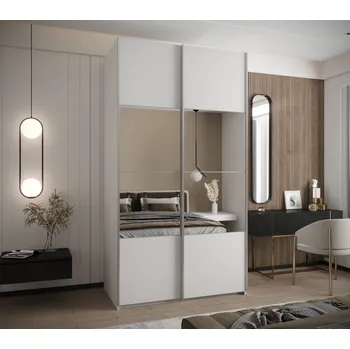 Šatní skříň Dvoudveřová skříň SAMARA 4 - 130 cm, bílá / stříbrná