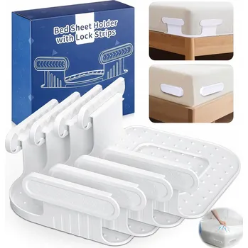 Prostěradlo ÚCHYTY NA PROSTĚRADLO 4KS BÍLÉ UNIVERZÁLNÍ KLIPY PRO VŠECHNY TYPY POSTELÍ