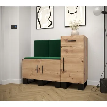 Předsíňová stěna Předsíňová sestava RUMIE 18 - dub artisan, zelené panely