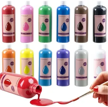 Vodová barva Plakátové barvy maaleo 12×500 ml – velká sada pro školu i ateliér