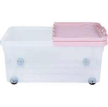Úložný box ÚLOŽNÝ BOX NA KOLEČKÁCH 30 L PRŮHLEDNÝ/RŮŽOVÝ 15336 WHAM