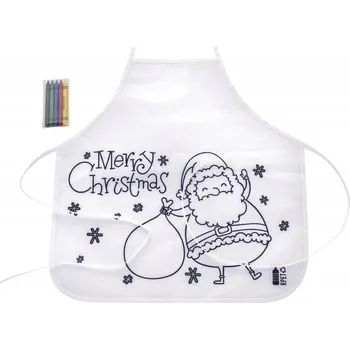 Kuchyňská zástěra VÁNOČNÍ ZÁSTĚRA Mikuláš + pastelky K VYBARVOVÁNÍ